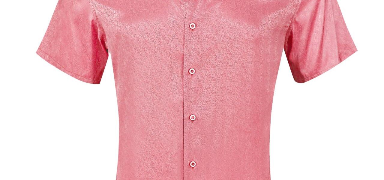 Pink mens short sleeve dress shirt