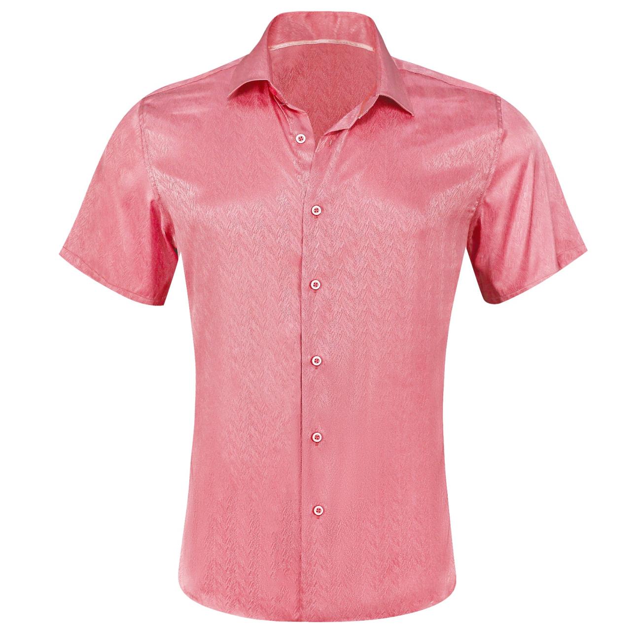 Pink mens short sleeve dress shirt